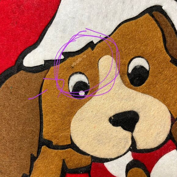 Puppy Dog Felt Christmas Stocking Spaniel Beagle Applique 18" Santa Candy Cane - Picture 6 of 10
